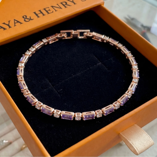 Amethyst Prism Tennis Bracelet | Rose Gold