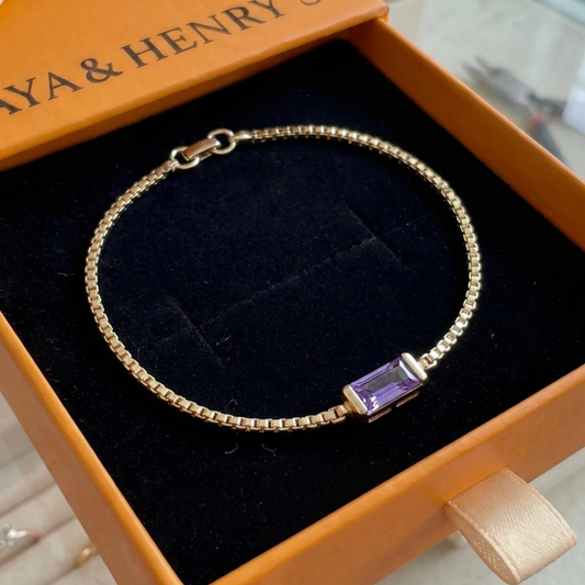 Minimalist Amethyst Bracelet | Gold