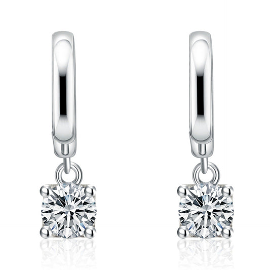 Aurora Square Drop Earrings | White gold
