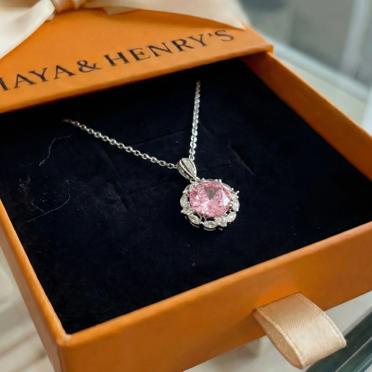 Rose Lotus Halo Necklace | White Gold