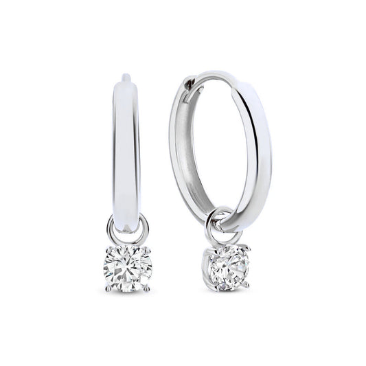 Larmes de Lune Stone Hoop Earrings | White Gold