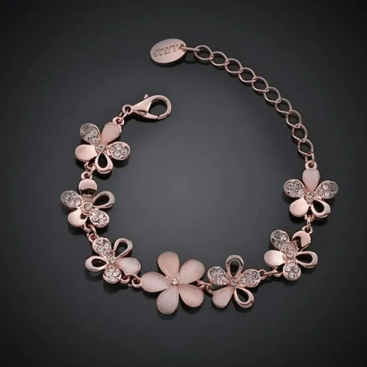 Antique Rose Flower Bracelet | Rose Gold